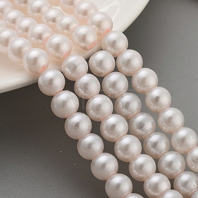 (Defective Closeout Sale) Baking Painted Pearlized Glass Pearl Round Bead Strands HY-XCP0001-17-1