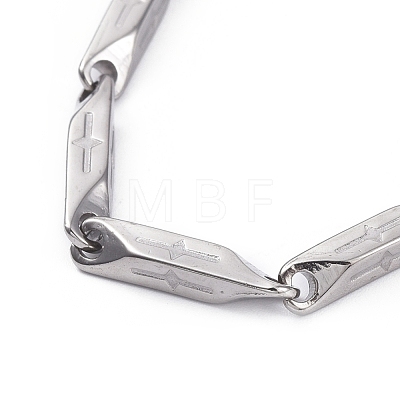 Unisex 304 Stainless Steel Bar Link Chain Bracelets BJEW-E372-09-1