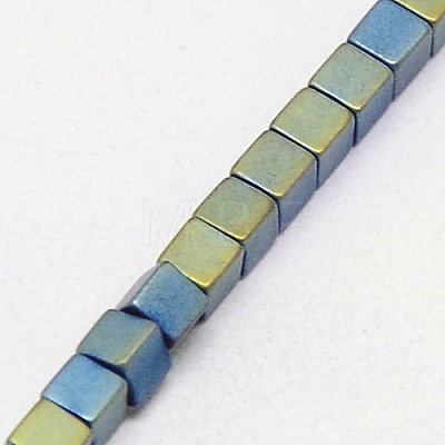 Electroplate Non-magnetic Synthetic Hematite Beads Strands G-J170B-3x3mm-05-1