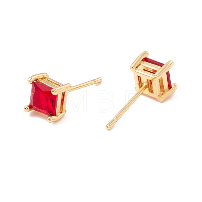 Cubic Zirconia Square Stud Earrings EJEW-F282-20-G-1