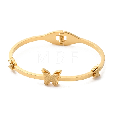 Adjustable Butterfly Vacuum Plating 304 Stainless Steel Bangles for Women BJEW-F474-21G-1