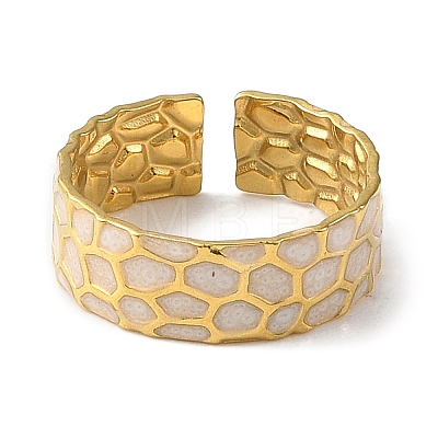 304 Stainless Steel Enamel Open Cuff Rings for Women RJEW-F166-20G-02-1