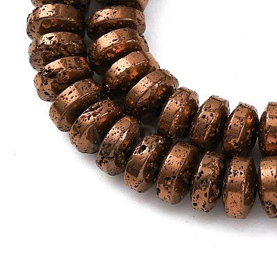 Electroplated Natural Lava Rock Beads Strands G-A256-E01-01D-1