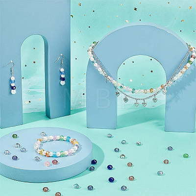 Mixed Color Faceted Rondelle Glass Beads Diameter 8mm Large Hole Beads for Jewelry Making GLAA-PH0002-02M-1