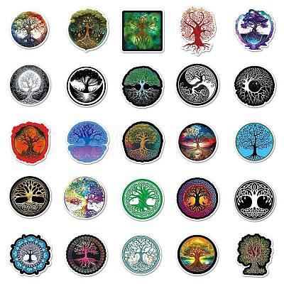 PVC Self-adhesive Tree of Life Cartoon Stickers TREE-PW0004-10-1