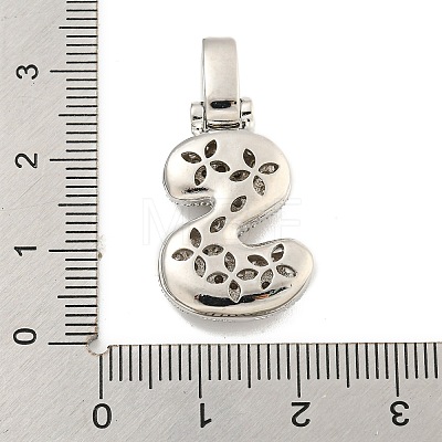 Brass Micro Pave Clear Cubic Zirconia Pendants KK-B099-01P-S-1