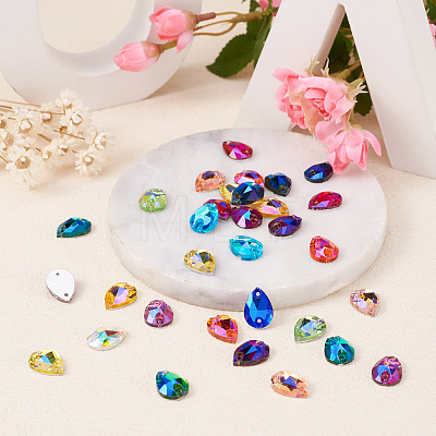  72pcs 12 colors Teardrop Shape Sew on Rhinestone GLAA-TA0001-45-1