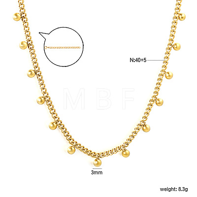 304 Stainless Steel Round Ball Tassel Necklaces for Women WGEC704-04-1