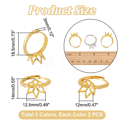  4Pcs 2 Colors Adjustable Brass Ring Findings KK-NB0003-11-1
