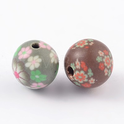 Handmade Flower Pattern Polymer Clay Beads CLAY-Q174-M-1