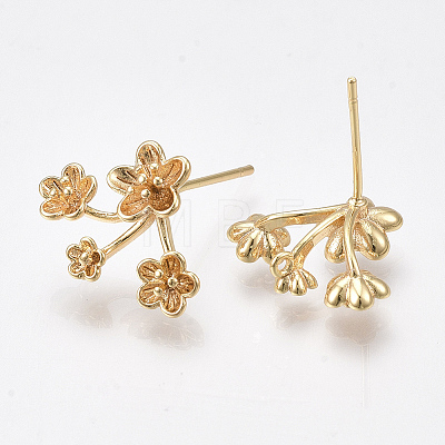 Brass Stud Earring Findings X-KK-S350-427-1