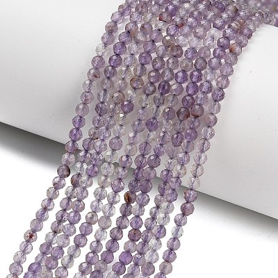 Natural Purple Phantom Quartz Purple Lodolite Quartz Beads Strands G-C262-A01-3mm-1