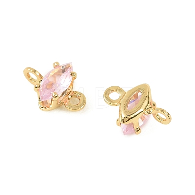 Brass Pave Cubic Zirconia Horse Eye Connector Charms KK-P347-03G-1