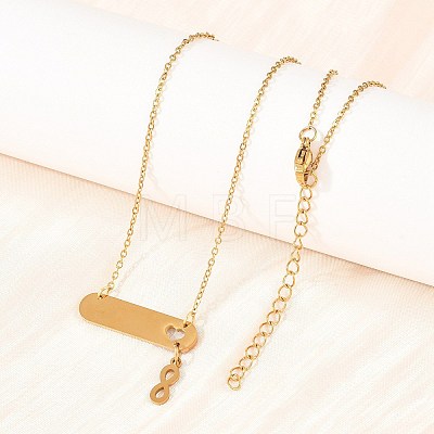 304 Stainless Steel Long Oval with Infinity Pendant Necklaces NJEW-H093-09G-1