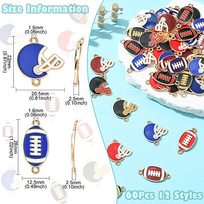 60Pcs 12 Styles Zinc Alloy Enamel Sport Connector Charms FIND-CJ0003-78-1