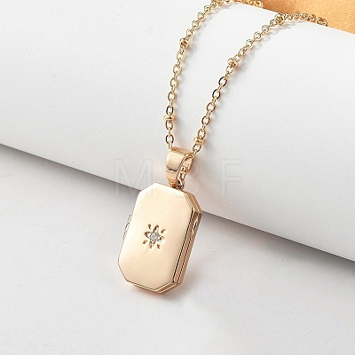 Clear Cubic Zirconia Locket Necklaces LS-NJEW-A036-01B-1