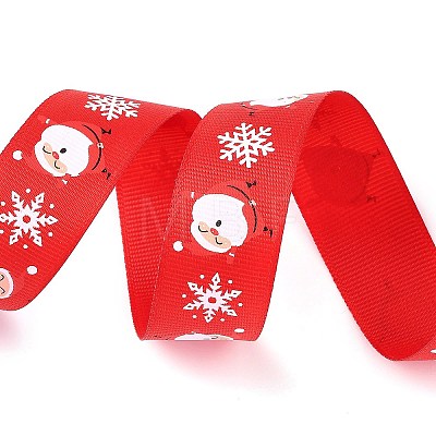 20 Yards Christmas Santa Claus Printed Polyester Grosgrain Ribbons OCOR-K005-01A-1