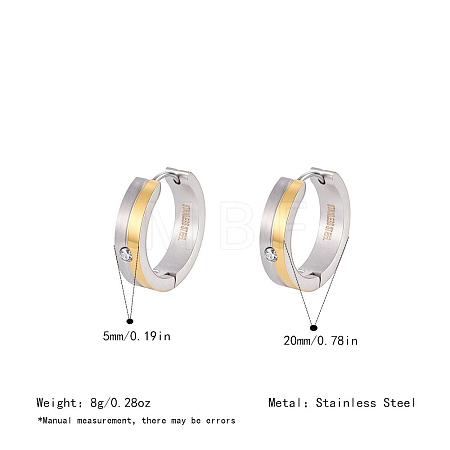 Two Tone 304 Stainless Steel Rhinestone Hoop Earrings for Women OJ2357-2-1