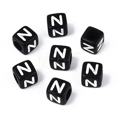Initial Acrylic Horizontal Hole Beads OACR-ZX006-35N-1