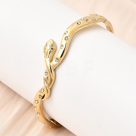 304 Stainless Steel Rhinestone Hinged Bangles for Women BJEW-B168-17G-1