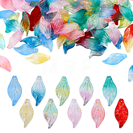 100Pcs 10 Colors Handmade Lampwork Gold Foil Frosted Pendants LAMP-GA0001-15-1