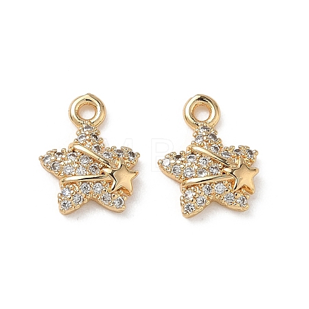 Brass Micro Pave Clear Cubic Zirconia Charms KK-P355-06G-1