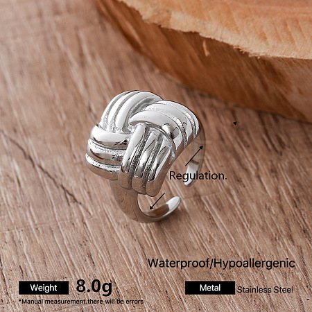 Irregular 304 Stainless Steel Cuff Open Rings for Women MI0749-2-1