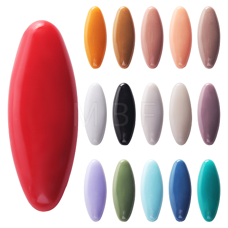 16Pcs 8 Color Plastic Blank Oval Brooch Pins JEWB-CP0001-10B-1