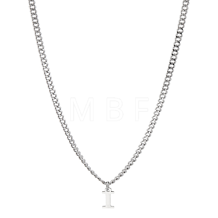 1Pc 304 Stainless Steel Letter Pendant Necklaces NJEW-LP0001-33I-P-1