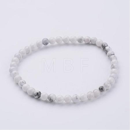 Natural Howlite Beaded Stretch Bracelets BJEW-JB02459-06-1