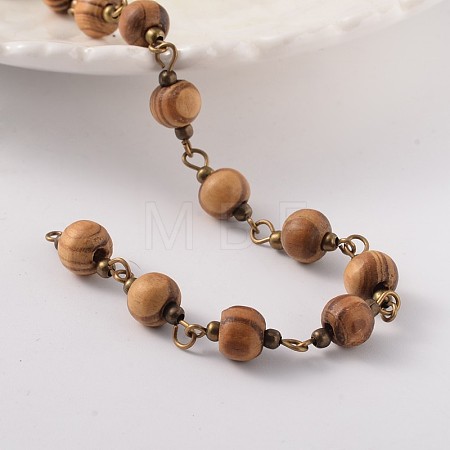 Round Handmade Wood Beaded Chains X-AJEW-JB00180-1