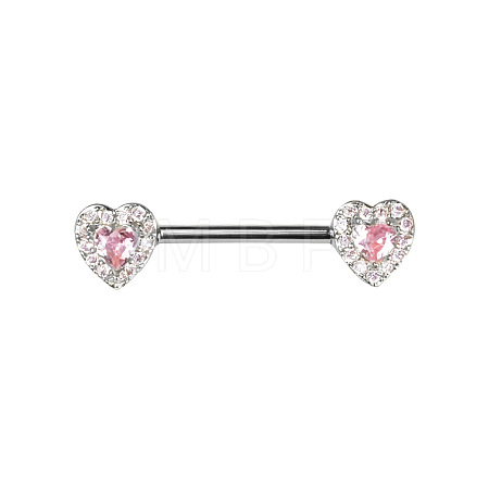 Brass Rose Rhinestone Heart Barbell Nipple Rings FS-WGE2017-01-1