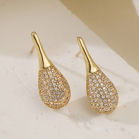 Brass & Clear Cubic Zirconia Stud Earrings WG03CED-01-1