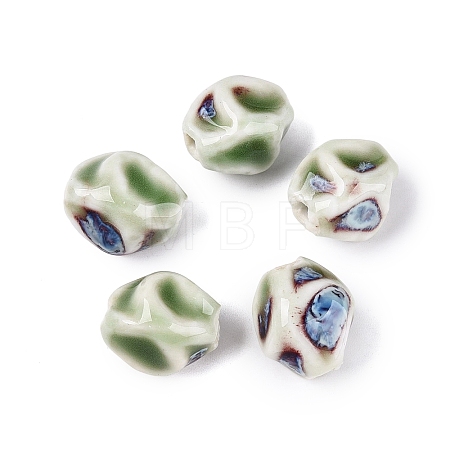 Vintage Handmade Porcelain Wrinkle Beads PORC-Q006-09C-1
