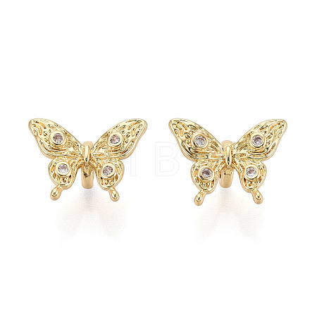 Brass Micro Pave Cubic Zirconia Beads KK-N276-07G-1