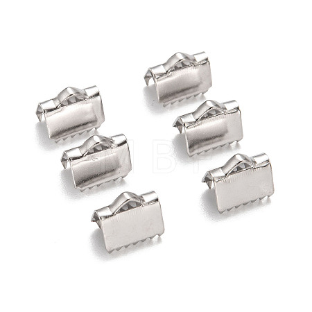 Tarnish Resistant Stainless Steel Ribbon Crimp Ends STAS-Q187-04-1