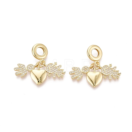 Brass Micro Pave Clear Cubic Zirconia European Dangle Charms KK-N287-33A-G-1