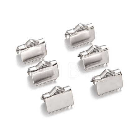 Tarnish Resistant Stainless Steel Ribbon Crimp Ends STAS-Q187-01-1