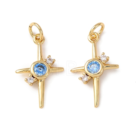 Brass Micro Pave Cubic Zirconia Pendants KK-C143-43C-G-1
