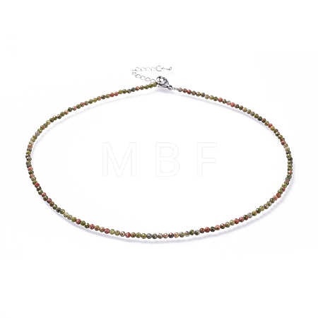 Natural Unakite Beaded Necklaces NJEW-JN02492-05-1