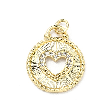 Brass Micro Pave Clear Cubic Zirconia Pendants KK-P350-09G-1