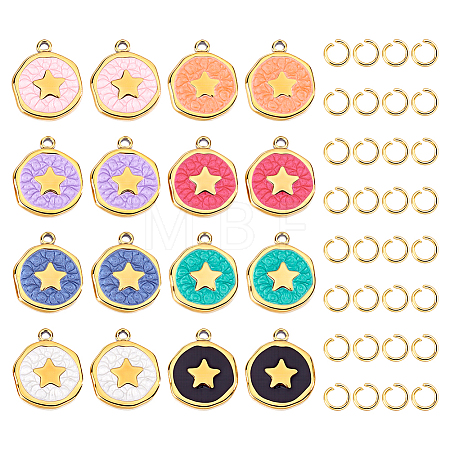 16Pcs 304 Stainless Steel Enamel Pendants STAS-BC0004-29G-01-1
