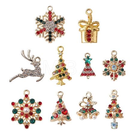 10Pcs 10 Style Rack Plating Alloy Pendants FIND-YW0003-85-1