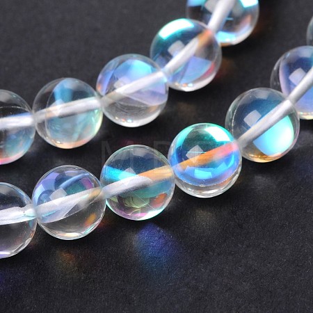 Synthetical Moonstone Round Beads Strands X-G-M049-6mm-02J-1
