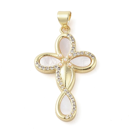 Brass Micro Pave Clear Cubic Zirconia Pendants KK-Q813-16B-G-1