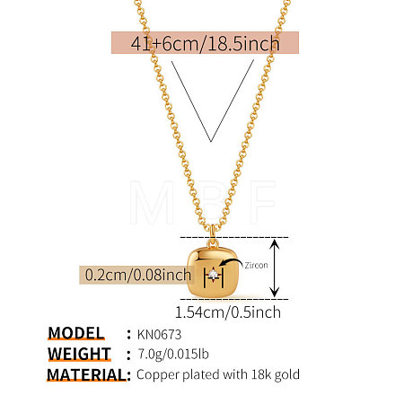 Brass Micro Pave Clear Cubic Zirconia Geometric Pendant Cable Chain Necklaces for Women WG4F4F3-03-1