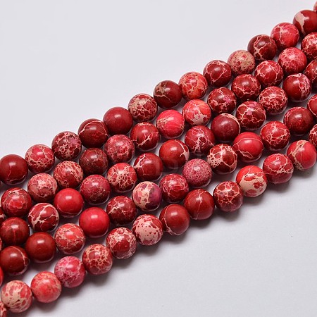 Natural Imperial Jasper Beads Strands X-G-I122-8mm-04-1