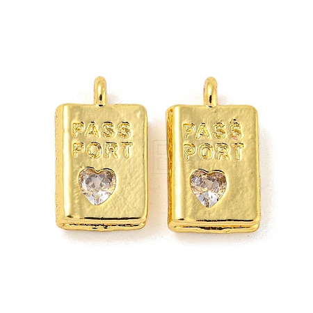 Golden Rack Plating Brass Micro Pave Cubic Zirconia Pendants X-KK-R153-03G-1