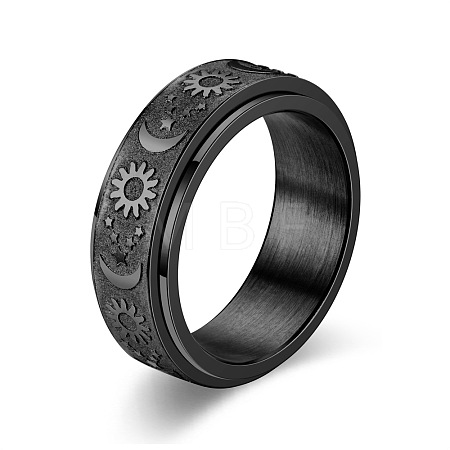 Star & Moon & Sun 304 Stainless Steel Rotatable Finger Ring PW-WG61315-08-1