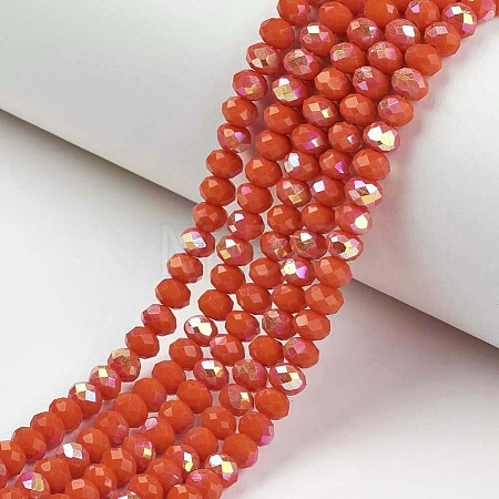 Electroplate Opaque Solid Color Glass Beads Strands X1-EGLA-A034-P8mm-L03-1